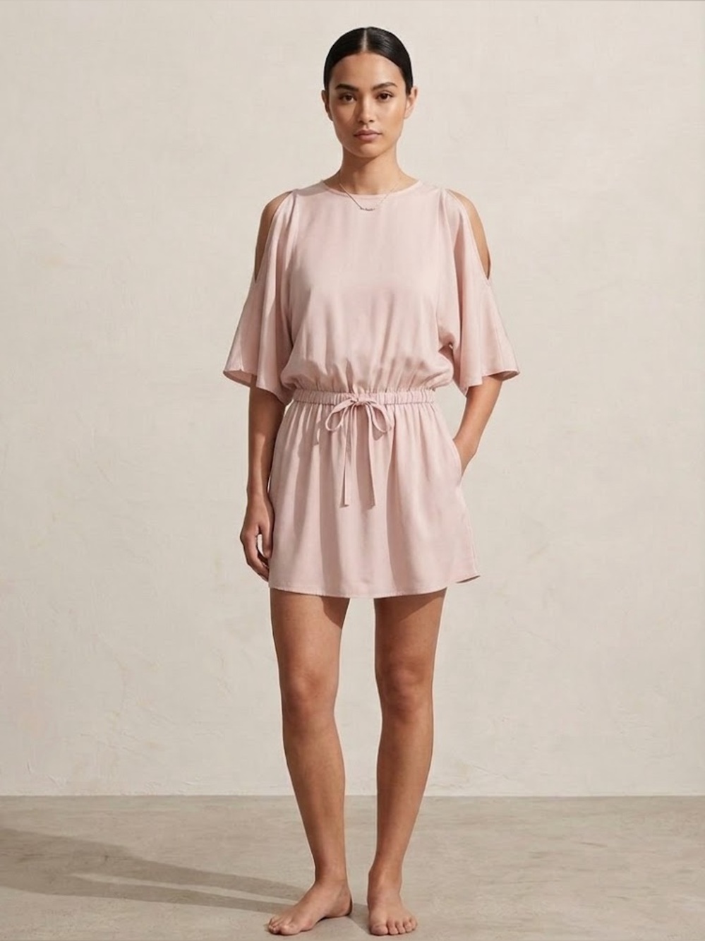 Aritzia Wilfred⎜OPEN BACK, COLD-SHOULDER SILK DRESS⎜CAMILLE